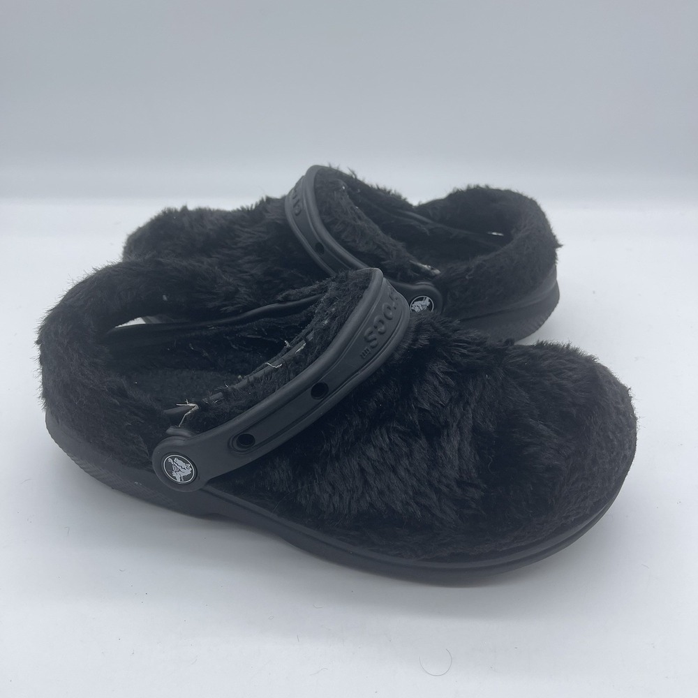 Crocs  207303-001 Classic Fur Sure Women's Size 9 / Men's 7 Clogs Black Faux Fur